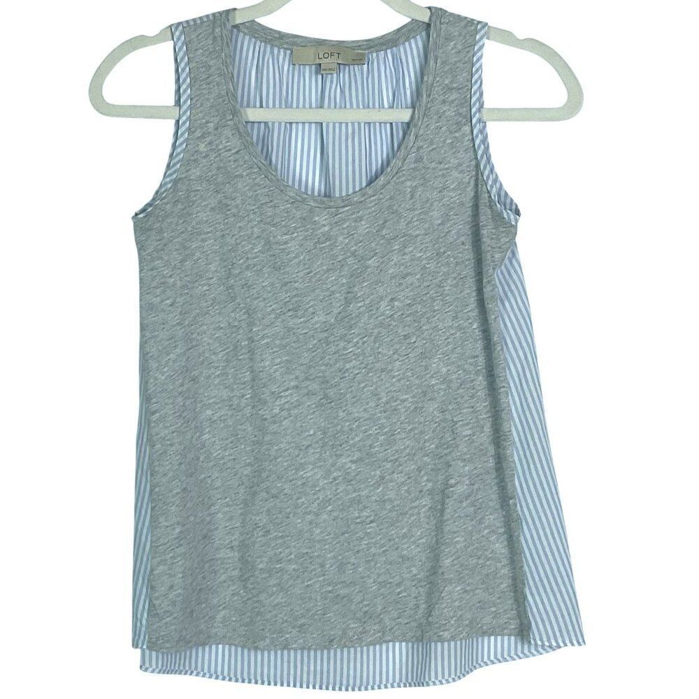 LOFT Petite Stripe Back Mixed Media Shell, size XXSP, 100% cotton